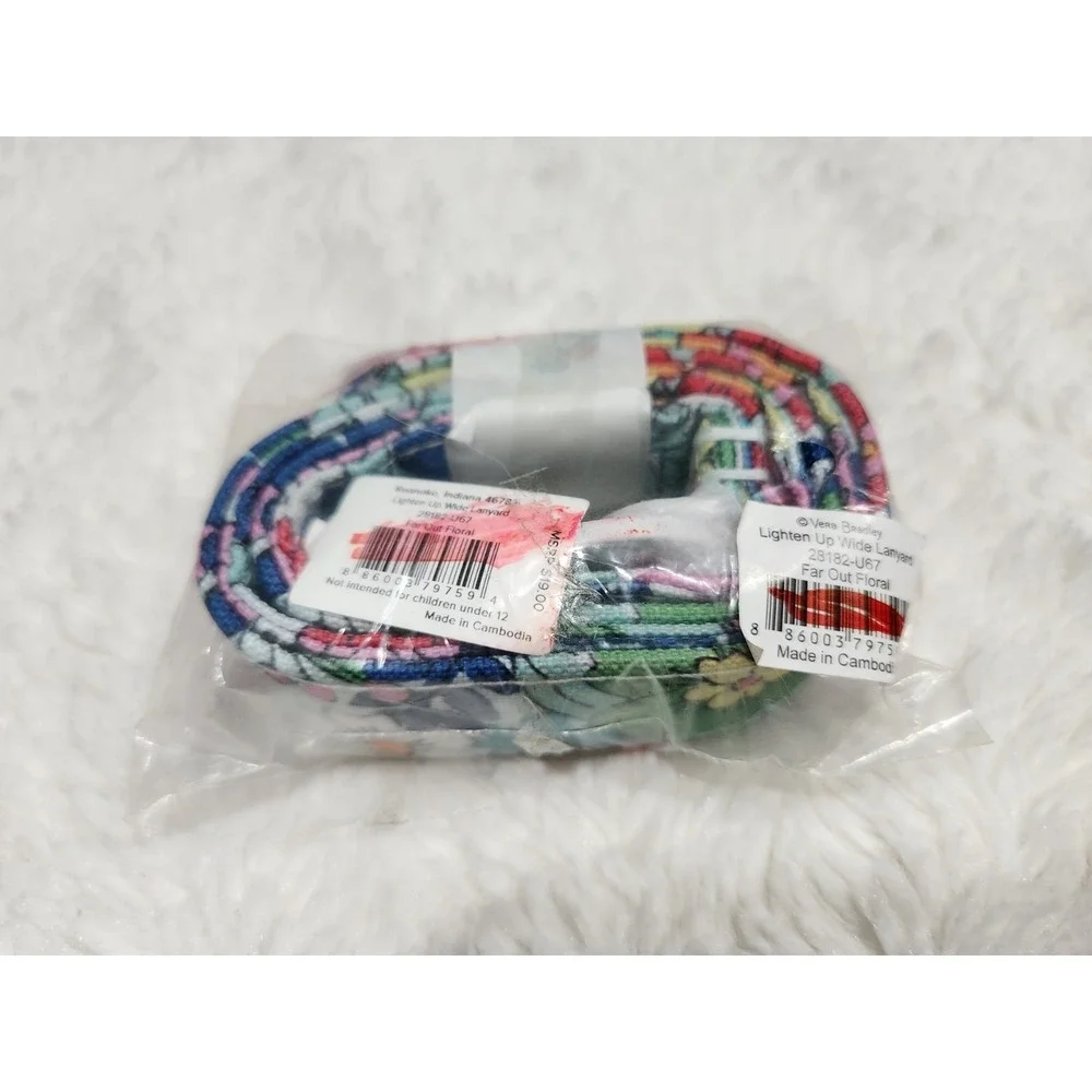 New Vera Bradley Lighten Up Wide Lanyard Far Out Floral Pattern NWT